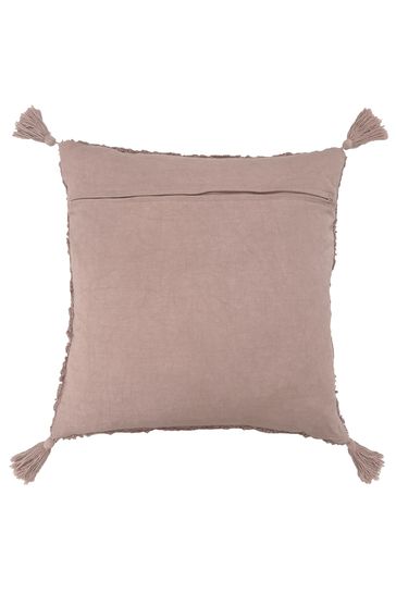 Buy furn. Blush Pink Kantha Cotton Tassel Corduroy Cushion from