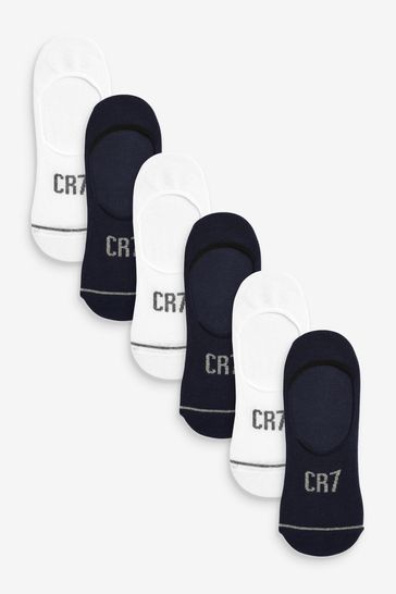 CR7 Men's White Liner Socks 6 Pack