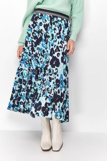 Sonder Studio Blue Blurred Floral Print Skirt