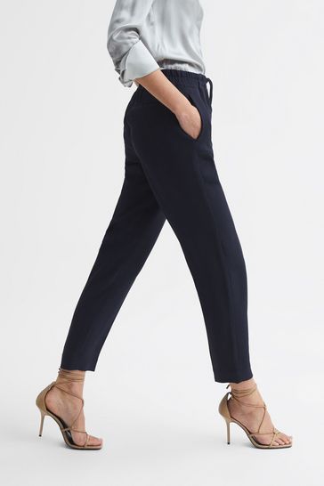 Buy Reiss Navy Hailey Petite Tapered Pull On Trousers from Next