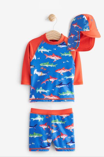 Boys Swim Shark Print Set