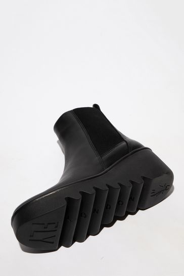 Buy Fly London Bagu Black Wedge Boots from Next Luxembourg