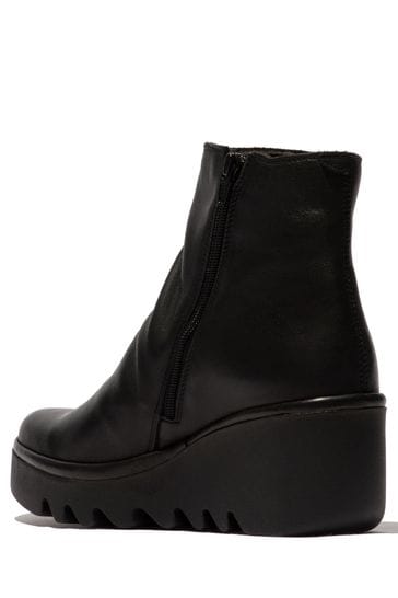 Fly London Brom Black Wedge Boots