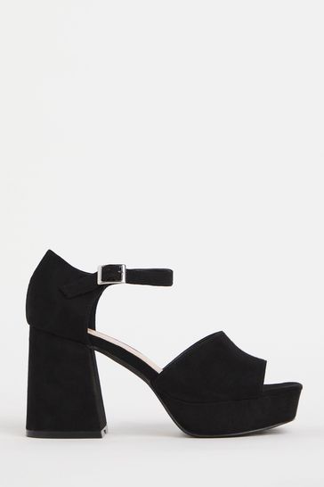 Simply Be ExWide Fit Black Heeled Platform Sandals