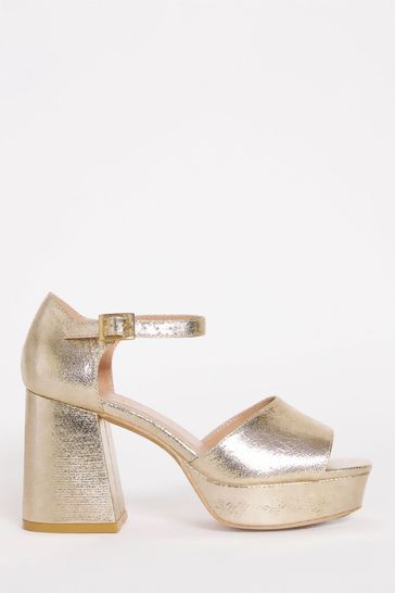 Simply Be Gold Platform Extra Wide Fit Sandals