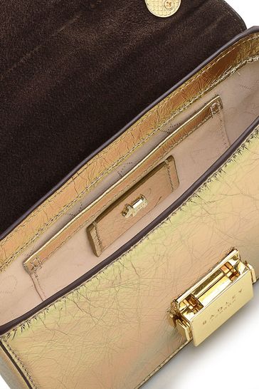 Radley London Gold Hanley Close Metallic Mini Flapover Crossbody Bag