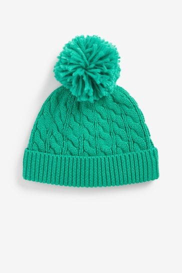 Green Cable Knitted Baby Pom Hat (0mths-2yrs)