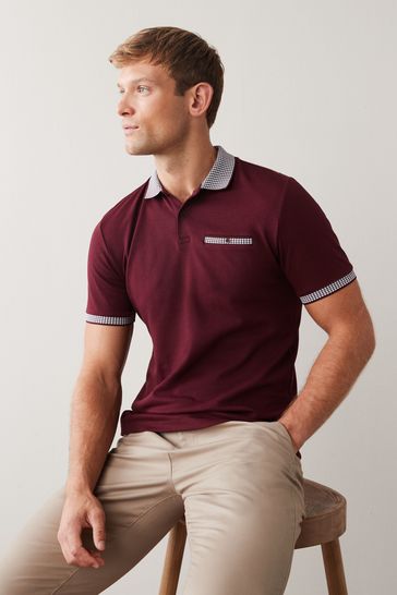 Burgundy Red Smart Collar Polo Shirt