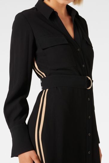 Forever New Black Elani Side Stripe Shirt Dress