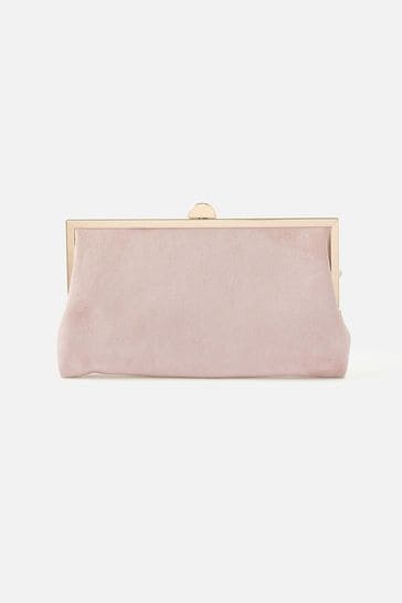 Accessorize Nude Suedette Clip Frame Clutch Bag