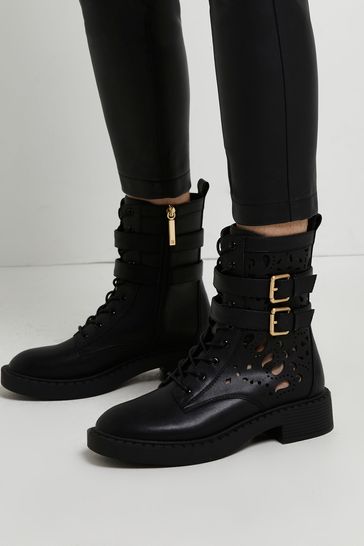 River Island Black Laser Cut Boots