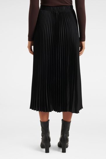 Black pleated online skirt satin