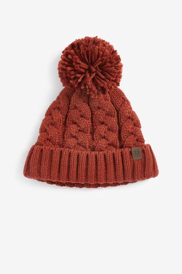 Rust Brown Knitted Pom Hat (1-16yrs)