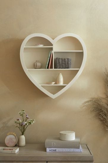 Chalk White Heart Wall Shelves