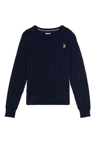 Blue polo v top neck