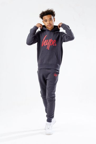 Hype. Boys Grey Red Script Tracksuit