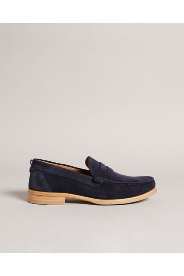 Ted Baker Alfey Navy Suede Moccasin Shoes