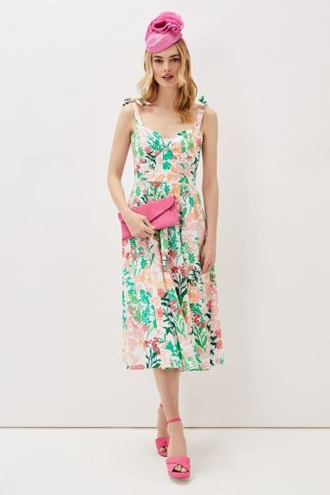 Phase Eight Joyce Cream Printed Fit And Flare Dress