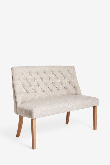 Chunky Weave Mid Natural Wolton Natural Legs High Back Collection Luxe Oak Effect Leg Dining Bench