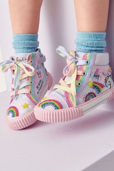 Buy Pink Embellished Lace Up High Top Shoes from Next Ireland