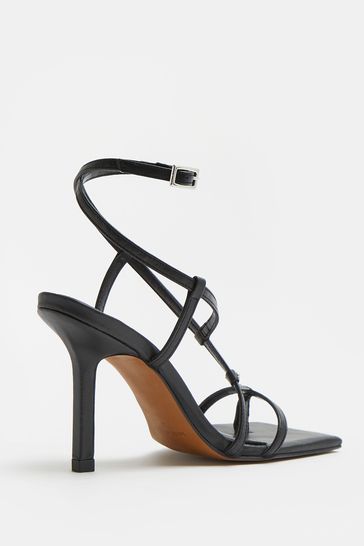 River Island Black Asymmetrical Barely There Sandals