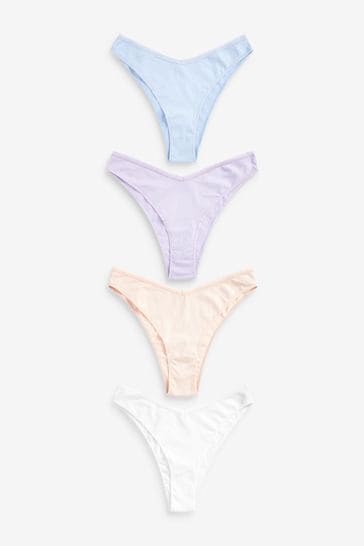 Pastel Colours Extra High Leg Cotton Rich Knickers 4 Pack