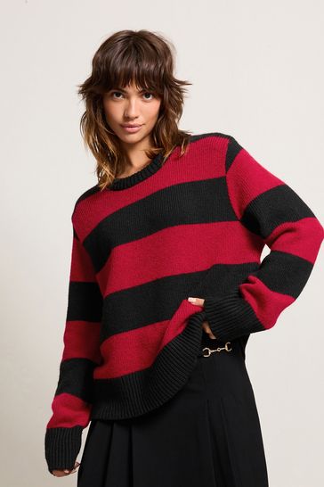 Buy Black and Red Stripe Crew Neck Jumper from Next Ireland