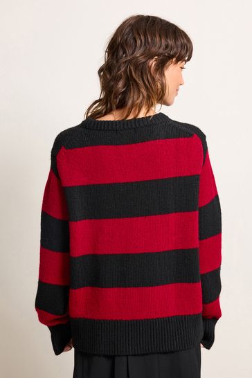 Buy Black and Red Stripe Crew Neck Jumper from Next Luxembourg