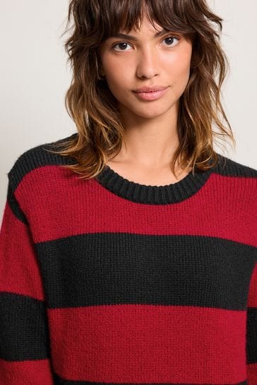 Buy Black and Red Stripe Crew Neck Jumper from Next Luxembourg