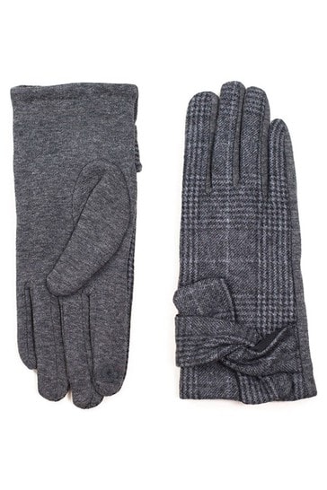 Hot Squash Womens Grey Checked Gloves