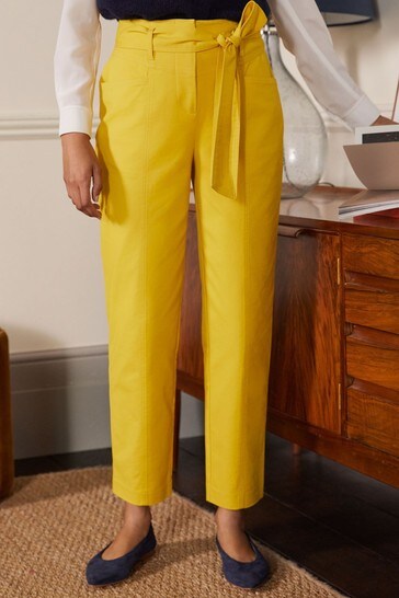 Boden Yellow Tailored Tie Waist Trousers