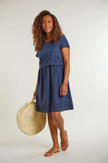 Frugi Navy Blue Organic Maternity And Nursing Dress