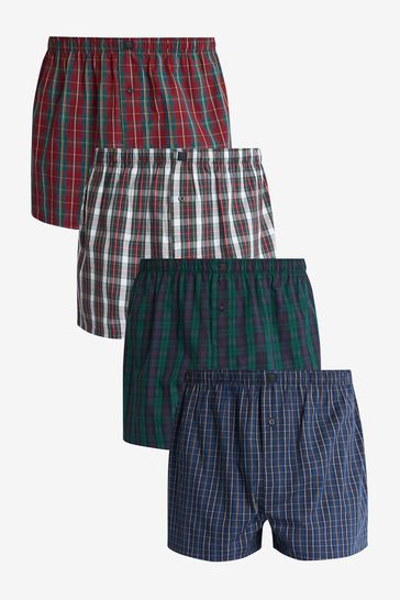 Red 4 pack Pattern Woven Pure Cotton Boxers