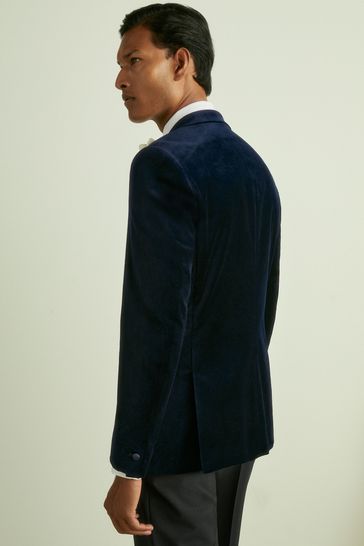 Buy Reiss Navy Ace Modern Fit Velvet Single Breasted Tuxedo Jacket