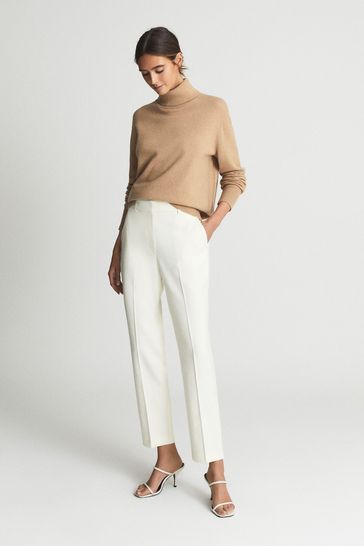 Reiss Cream Etna Flared Tailored Trousers