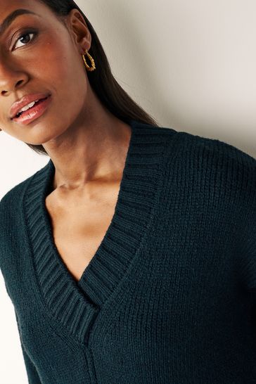 Teal v deals neck jumper
