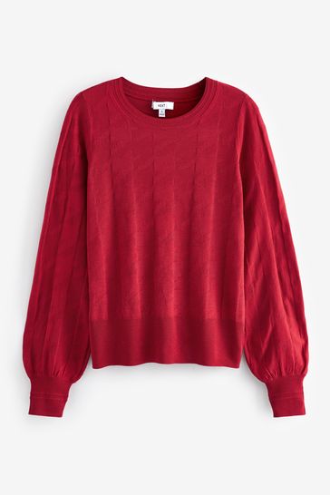Red scoop online neck sweater