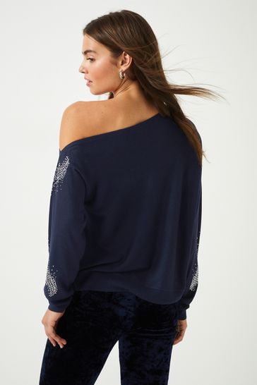 Navy off shoulder jumper online