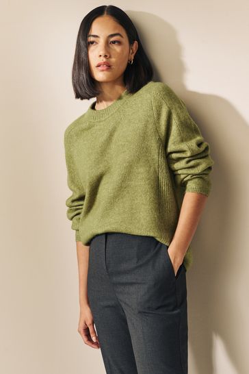 Green crew neck jumper womens discount