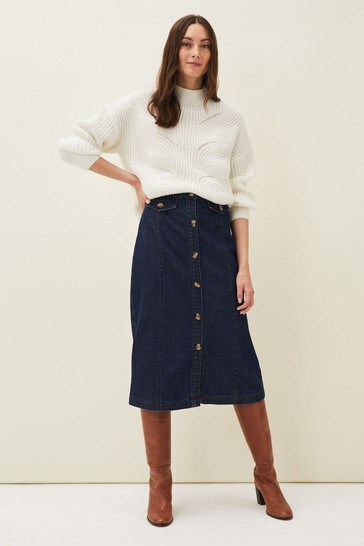 Buy Phase Eight Blue Jessa Denim Midi Pencil Skirt from Next Ireland