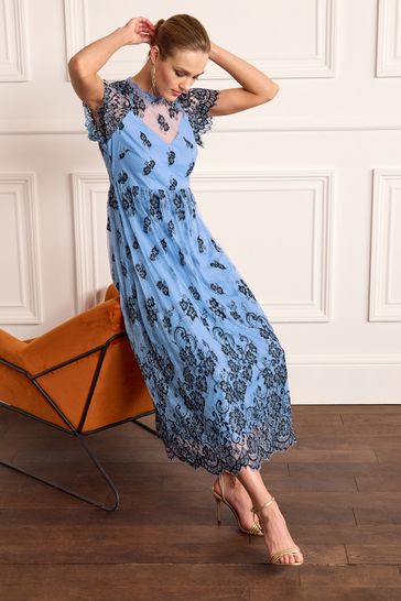 High neck short sleeve dress hot sale