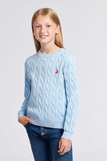 Girls cable knit jumper hotsell