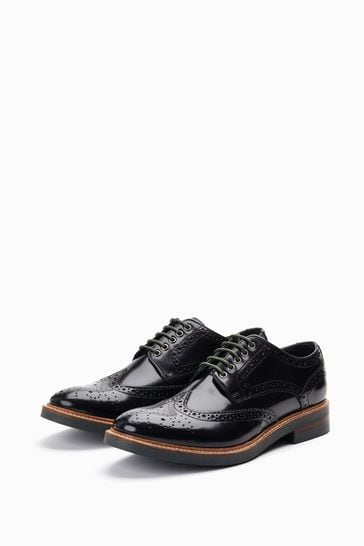 Base London Black Woburn Lace Up Brogue Shoes