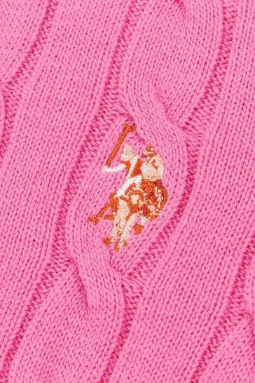 Buy U.S. Polo Assn. Girls Pink Cable Knit Jumper from Next Singapore