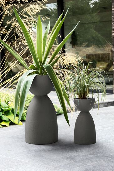 Grey Hourglass Plant Pot