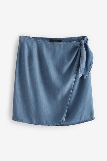 Buy Blue TENCEL Wrap Mini Skirt from Next Luxembourg