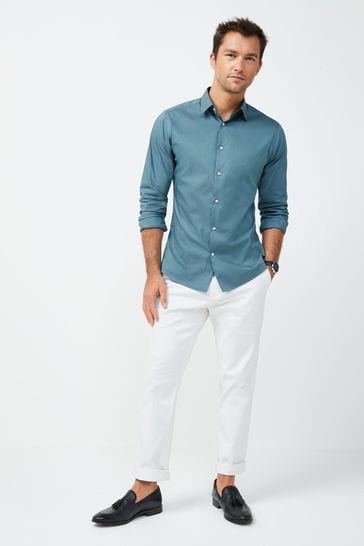 Dark Blue Slim Fit Single Cuff Motionflex Shirt