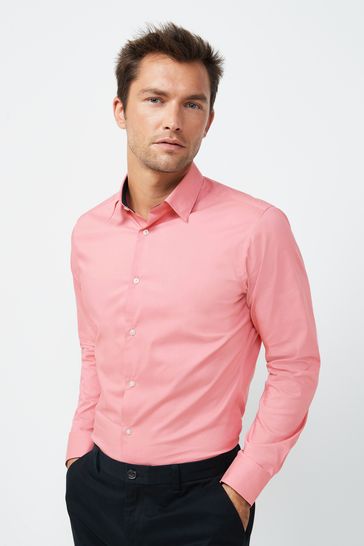 Dusky Pink Slim Fit Single Cuff Motionflex Shirt