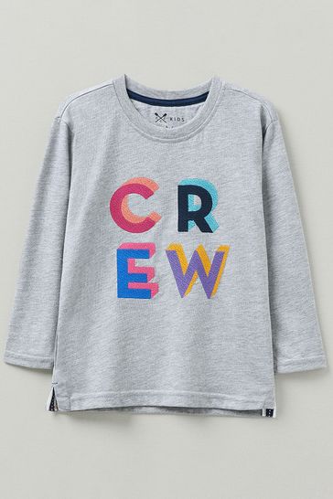 Crew Clothing Company Light Grey Cotton Classic Jersey Top