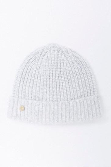 Mint Velvet Grey Rib Knit Beanie Hat